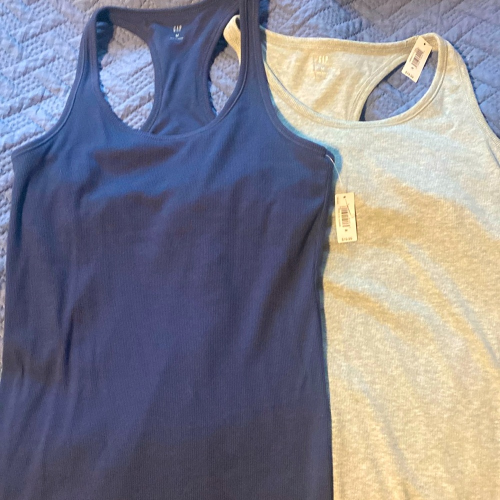 2 NWT Gap Racerback Tanks With Shelf Bra M